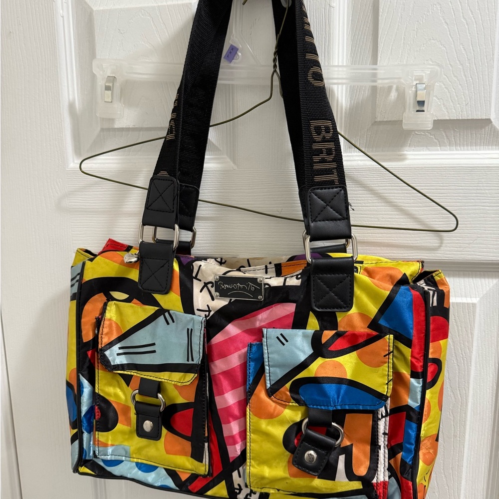 Romero Britto Colorful Fabric Graphic Tote Bag